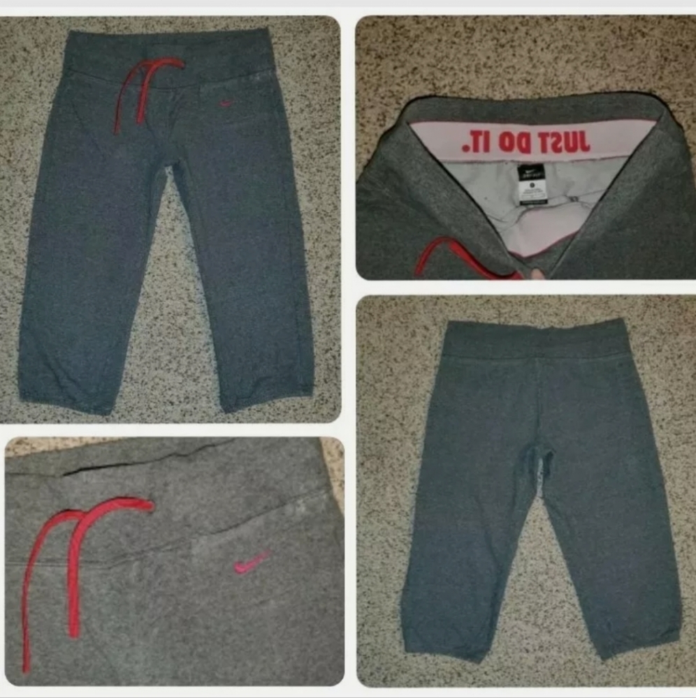Nike DRI FIT Just Do It Athletic Running Yoga Gray Capri Pants